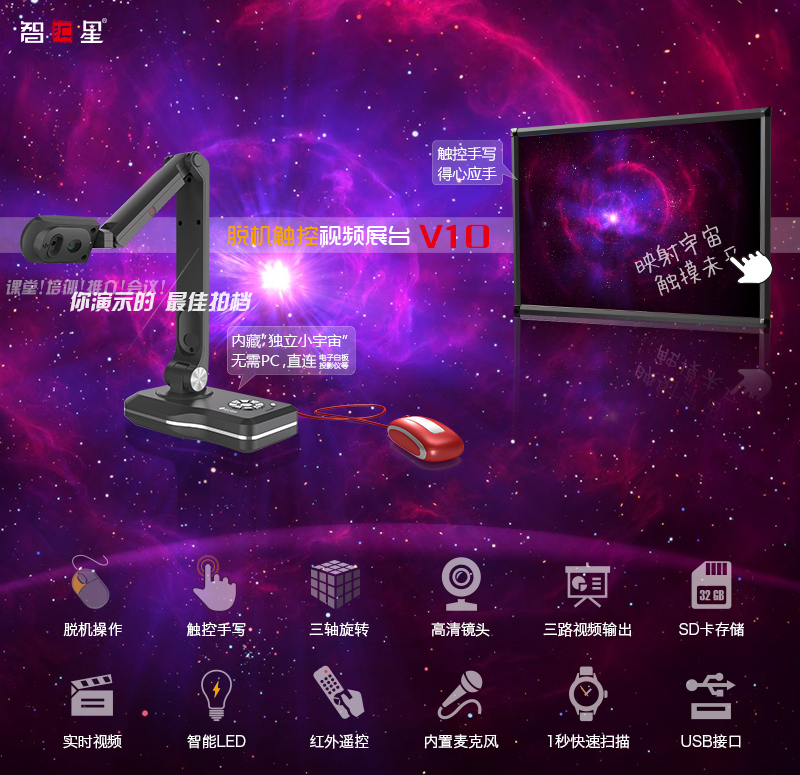 智匯星V10視頻展臺觸摸控制對比圖